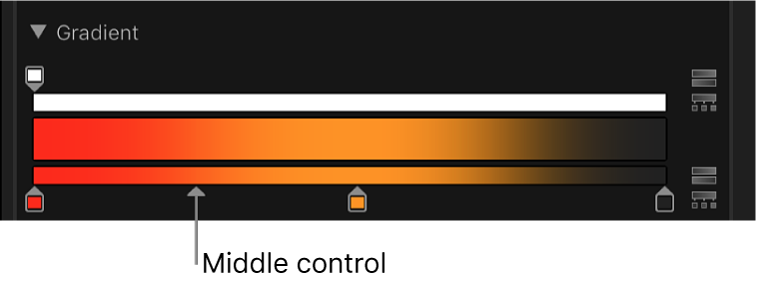 グラデーションバーの下の2つのカラータグ間にある三角形