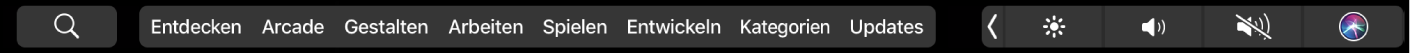 Die App Store-Touch Bar mit angezeigten Taboptionen.