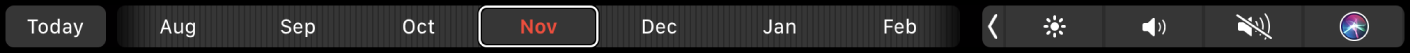 The Calendar Touch Bar with the Today button and a slider for selecting a month.