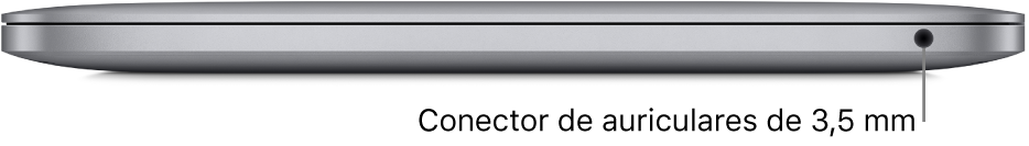 Lateral derecho de un MacBook Pro con chip Apple M1, con el conector para auriculares de 3,5 mm.