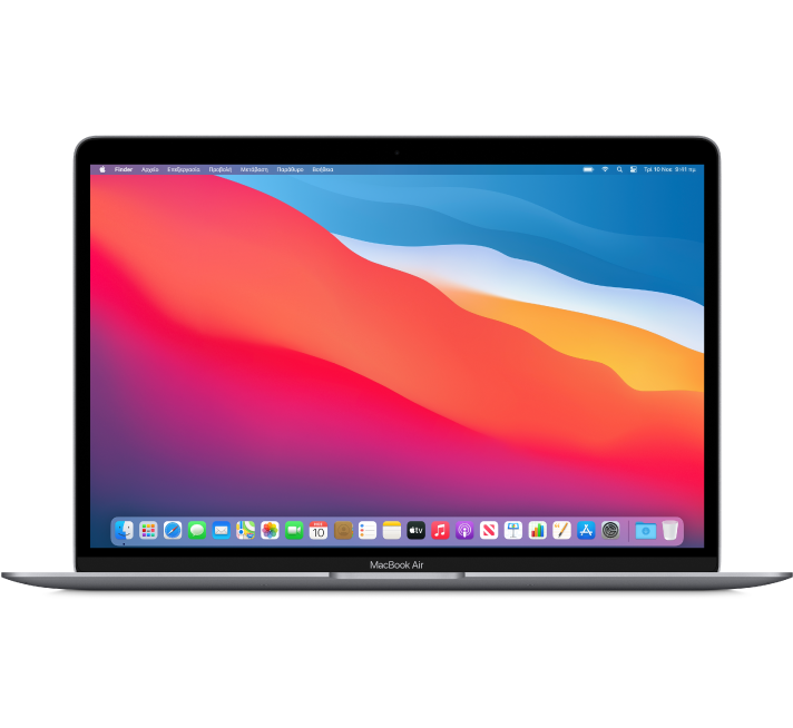 Προβολή μπροστινής πλευράς MacBook Air.