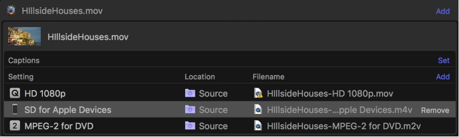 Batch area showing the output information contained in a job.