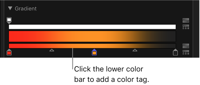 Nouvelle balise de couleur apparaissant en dessous de la barre de dégradé inférieure dans les commandes de dégradé