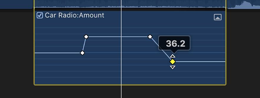 Glissement d’une image clé dans l’éditeur d’animation audio pour modifier la valeur du paramètre