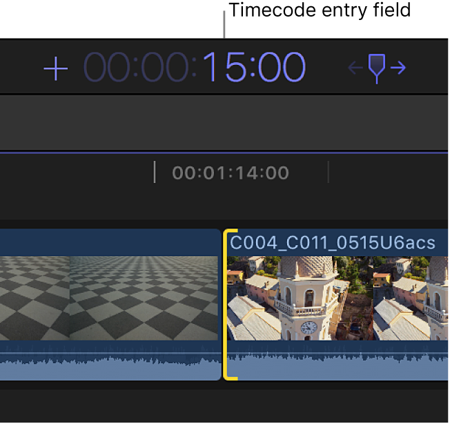 Zone d’affichage du timecode dans laquelle une durée a été saisie