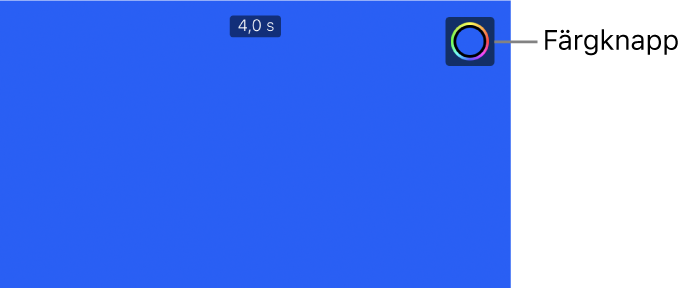 Visningsfönstret visar en enfärgad blå bakgrund och färgknappen i det övre högra hörnet.