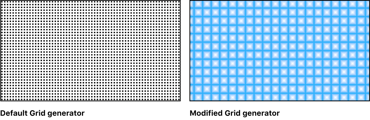 Canvas mit dem Generator „Gitter“ und verschiedenen Einstellungen