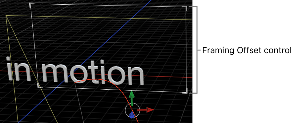 Canvas showing onscreen controls for Camera Framing behavior’s Framing Offset parameter