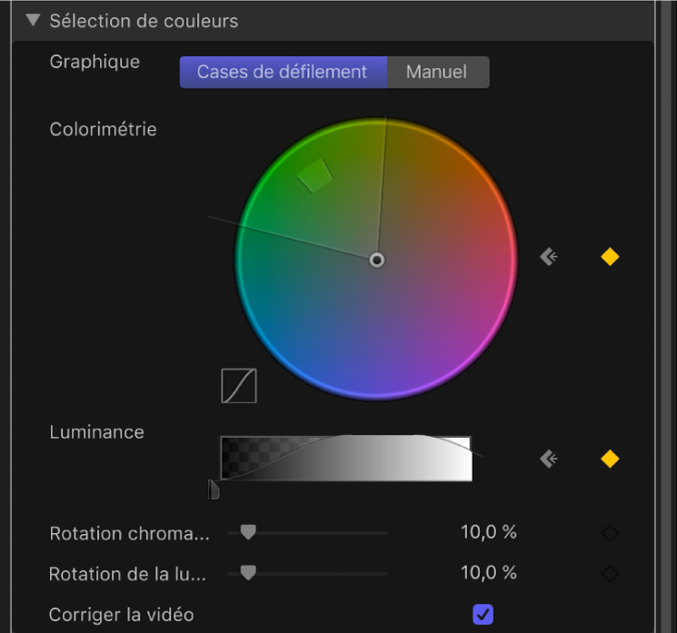 Commandes Graphique dans les commandes avancées du filtre Incrustateur