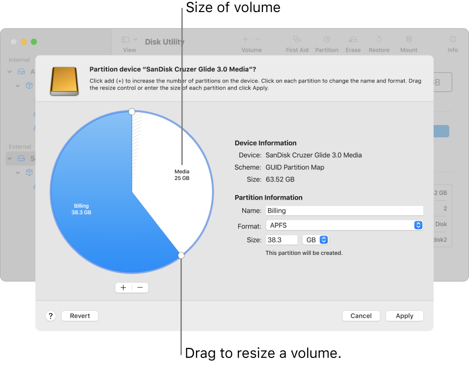 A physical disk with two partitions.