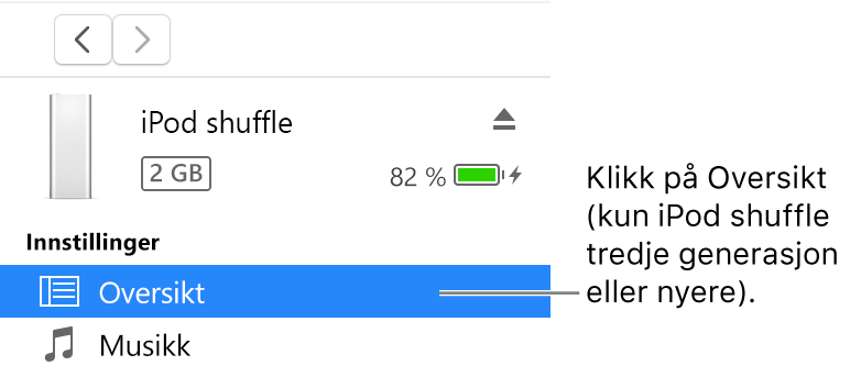 Enhet-vinduet, med Oversikt markert i sidepanelet til venstre.