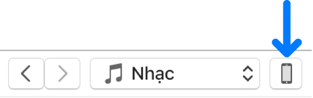 Nút Thiết bị được chọn ở gần đầu cửa sổ iTunes.