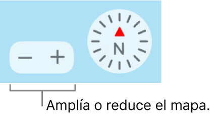 Botones de zoom en el mapa.