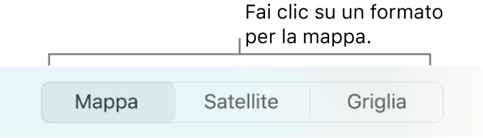 Pulsanti Mappa, Satellite e Griglia.