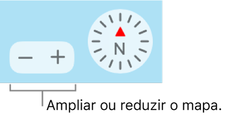 Botões de ampliar/reduzir no mapa.