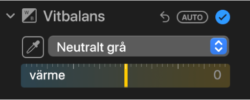 Vitbalansreglagen på panelen Justera.