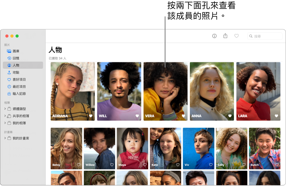 「人物」相簿中的面孔。
