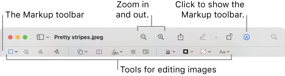 The Markup toolbar for editing images.