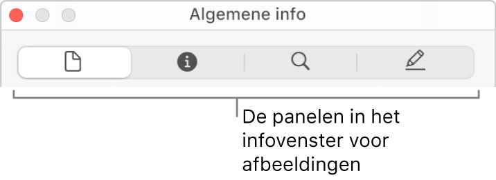 De panelen in het infovenster voor afbeeldingen.