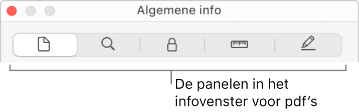 De panelen in het infovenster voor pdf's.