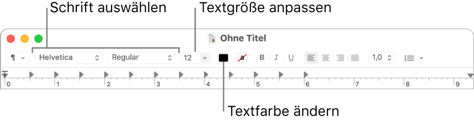 Textgröße, -farbe und Schrift anpassen