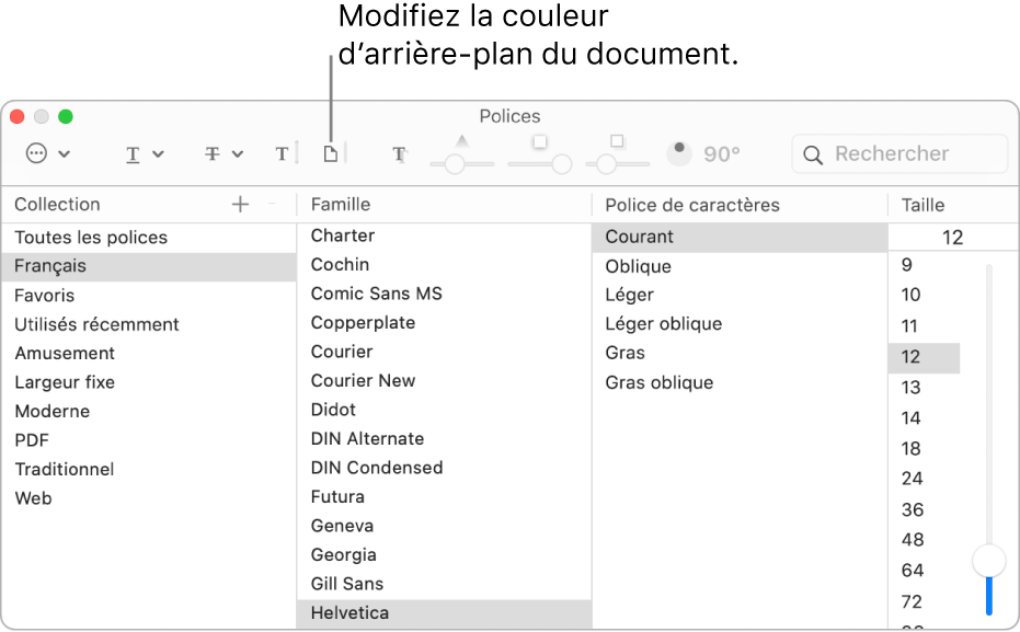 Modifiez la couleur d’arrière-plan du document.