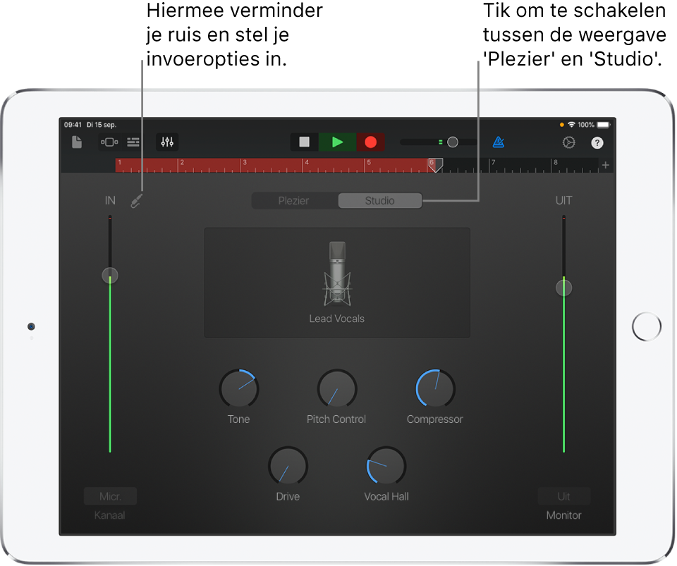 Studio-weergave Audiorecorder