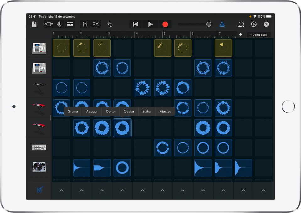 Figura. Grade Live Loops com a edição de células ativada.