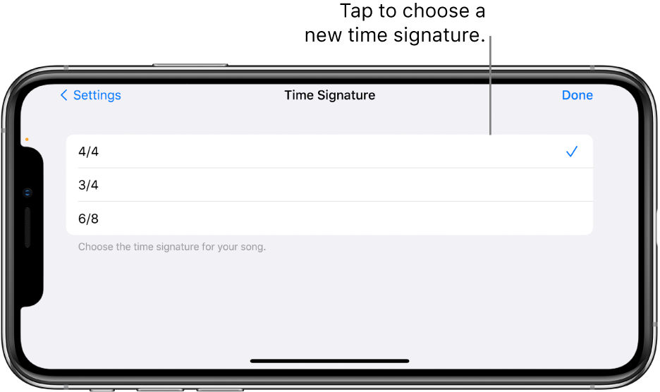 Time signature controls in Song settings