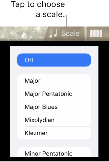 Bass Scale button and Scale list