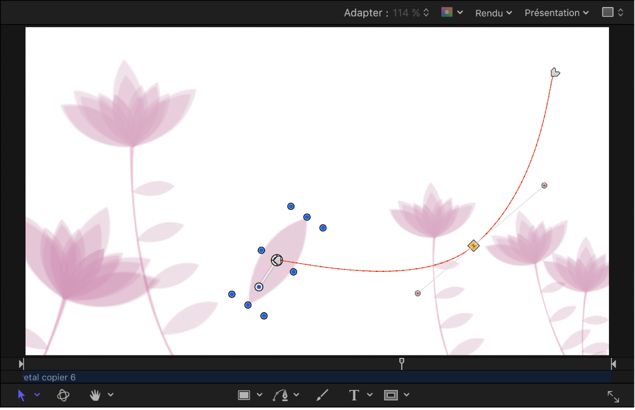 Canevas avec une image clé en cours de repositionnement