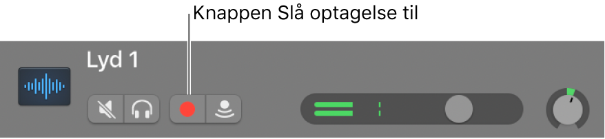 Sporoverskrift med knappen Slå optagelse til.