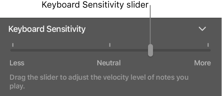 Keyboard Sensitivity slider in the Smart Controls inspector.