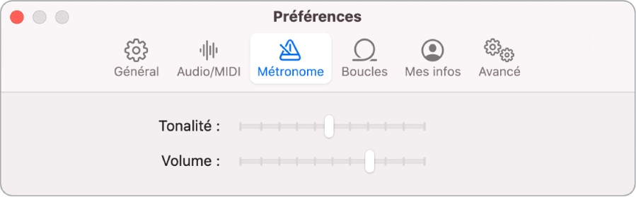 Préférences du métronome