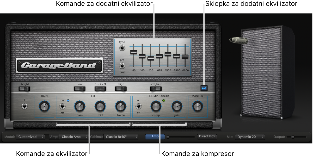 Bass Amp Designer s EQ i Compressor kontrolama.