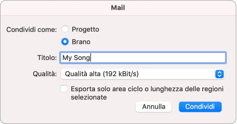 Finestra di dialogo MailDrop.