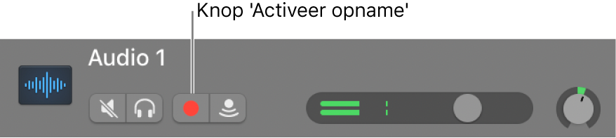 Spoorlabel met knop 'Activeer opname'.