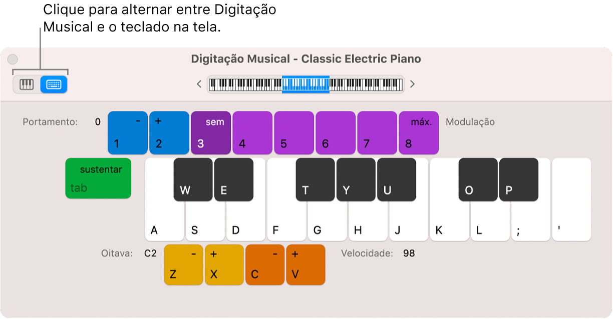 Janela Digitação Musical.