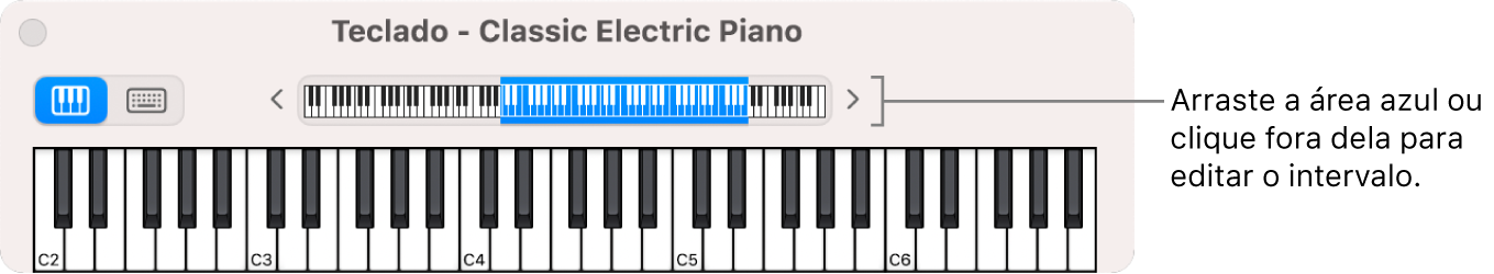 Teclado na tela.