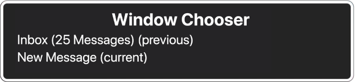 The Window Chooser listing two open windows.