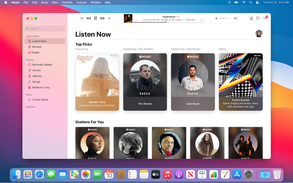 The Apple Music window showing Listen Now.