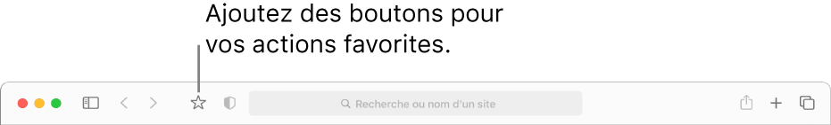 Une barre d’outils affichant un bouton que vous pouvez ajouter pour vos actions préférées.