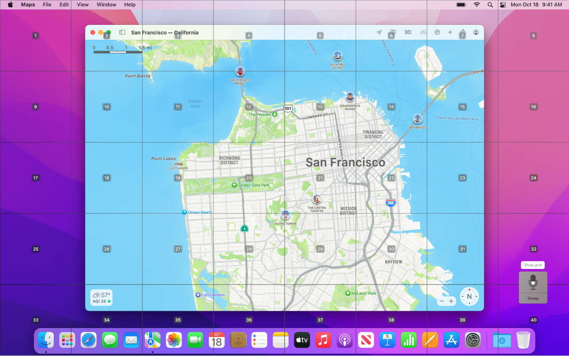 Map dibuka di Desktop dengan lapisan atas grid.