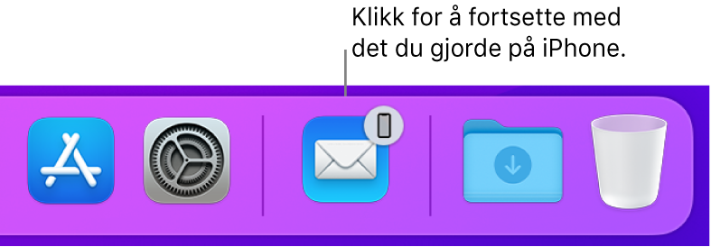Handoff-symbolet vises i Dock.