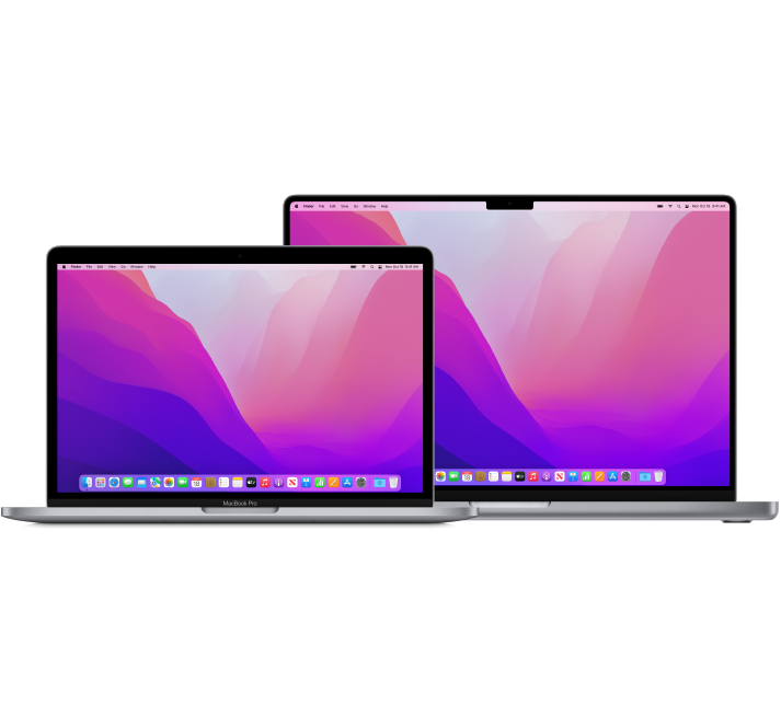 13-инчов компютър MacBook Pro пред 16-инчов MacBook Pro.