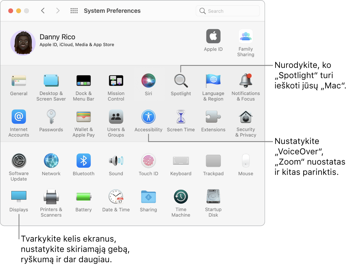 Langas „System Preferences“.