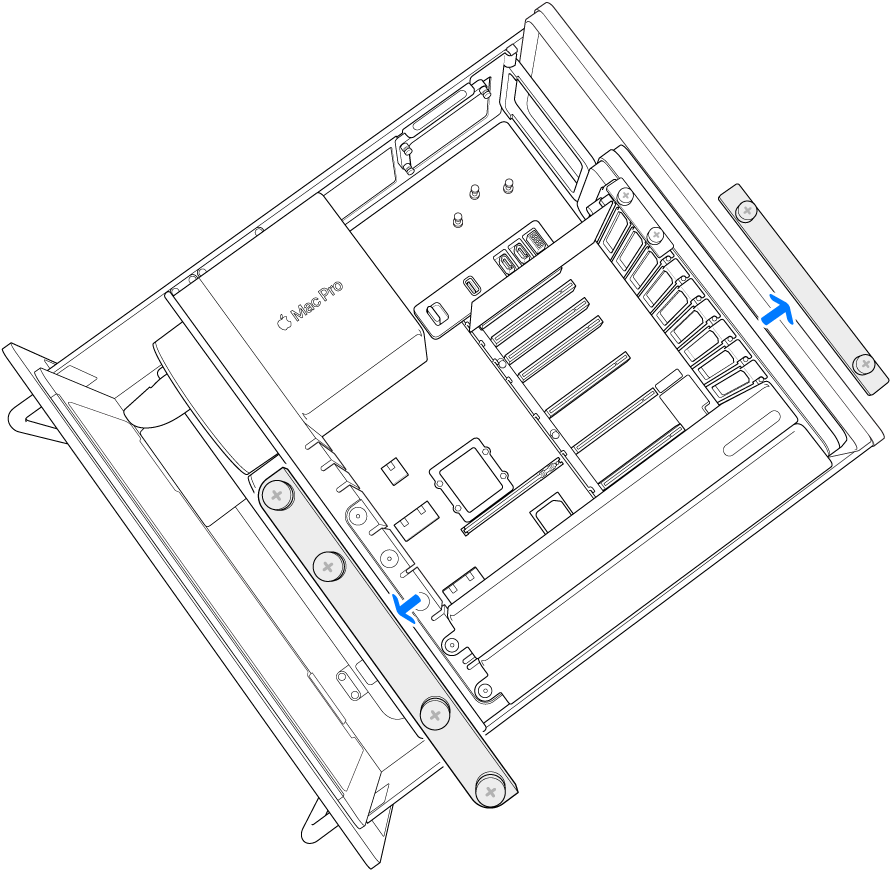 Mac Pro showing the clamp plates being removed.