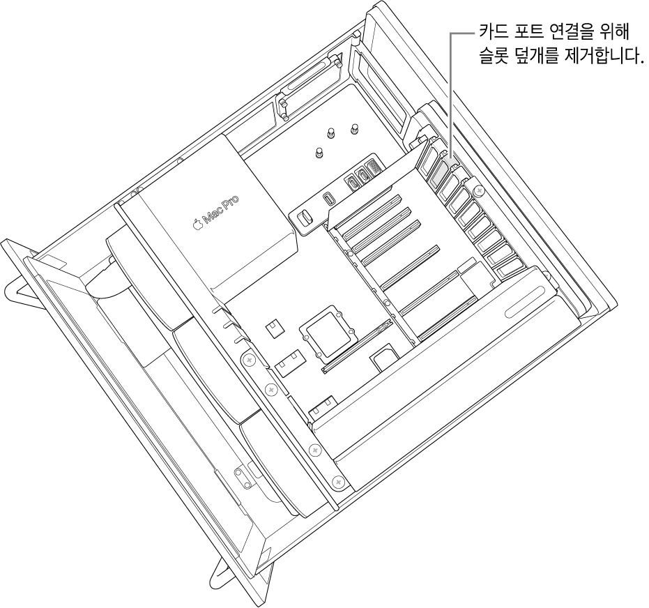 슬롯 덮개가 제거됨.