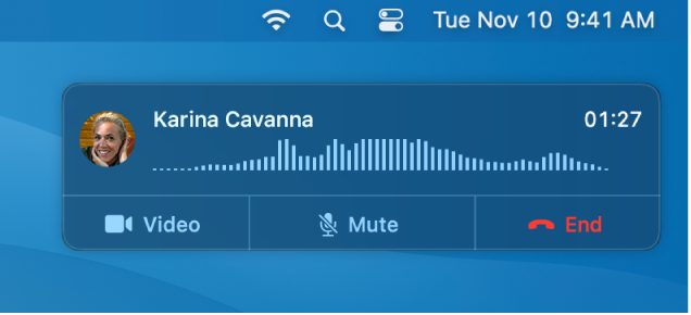 A partial Mac screen showing the call notification window.