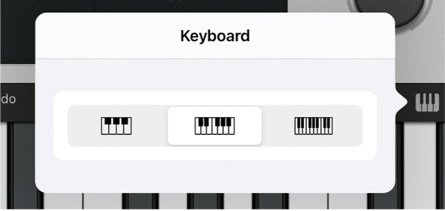 Figure. Keyboard Size pop-up menu.